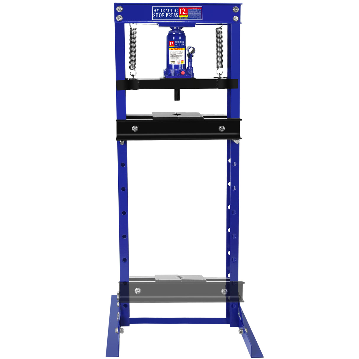 Hydraulic 12 Ton H-Frame Garage Floor Adjustable Shop Press with Plates Blue