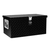 Caja plana de herramientas de aluminio negro de 20.0 in para camión, coche, remolque, camioneta, debajo de la carrocería, RV, ATV, organizador de herramientas de almacenamiento con manija lateral de bloqueo y llaves (20.1"×11.8"×9.3")