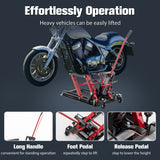 Gato elevador hidráulico para motocicleta, mesa accionada por pie con capacidad de 1500 libras, tijera ATV con rango de elevación de 4,5 "y 15", portátil con ruedas, color rojo