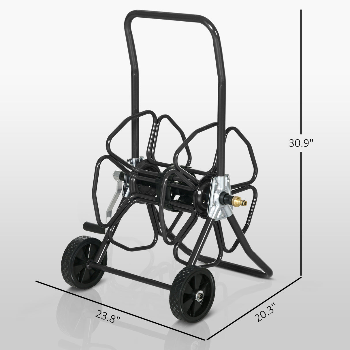 Hardin Portable Water Hose Reel Cart Hold Hanggang 98' ng 5/8" Hose (Hindi Kasama ang Hose) na may mga Gulong para sa Yard Lawn--Itim