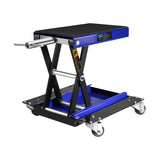 1100 Lbs Steel Wide Deck Motorsiklo ATV Scissor Lift Jack na may Dolly at Hand Crank Bike Garage Repair Hoist Stand