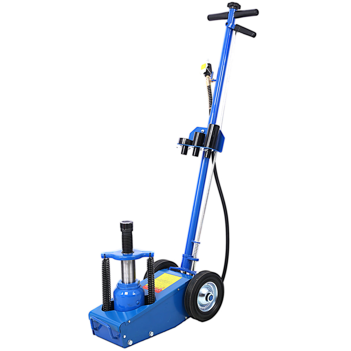 22 Ton Hydraulic Floor Jack Air-Operated Axle Bottle with 4 Extension Saddle Set Built-in Wheels Blue