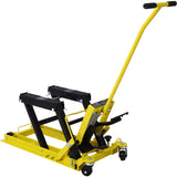 Hydraulic Motorcycle Lift Jack 1500 LBS Capacity ATV Scissor Portable Table na may 4 Wheels Foot-Operated Hoist Stand na may Tie Down Yellow