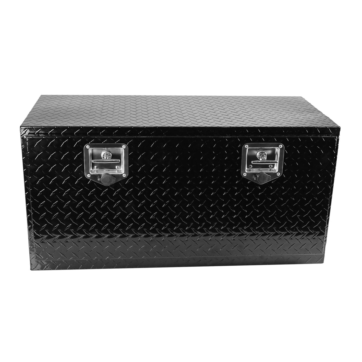 Caja de herramientas de aluminio negro resistente de 36 pulgadas para almacenamiento debajo de la carrocería del remolque del camión+cerraduras con llave de pestillo con mango en T de 36 pulgadas (36 pulgadas × 17,1 pulgadas × 17,9 pulgadas)