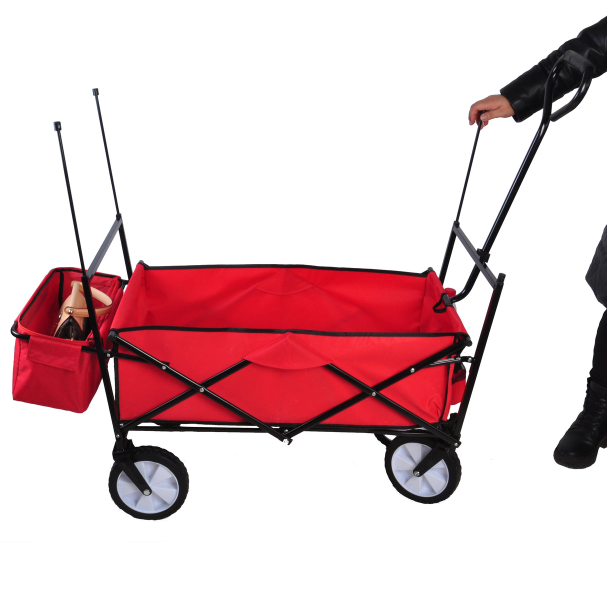 Chariot de plage pour courses de jardin, chariot pliable rouge