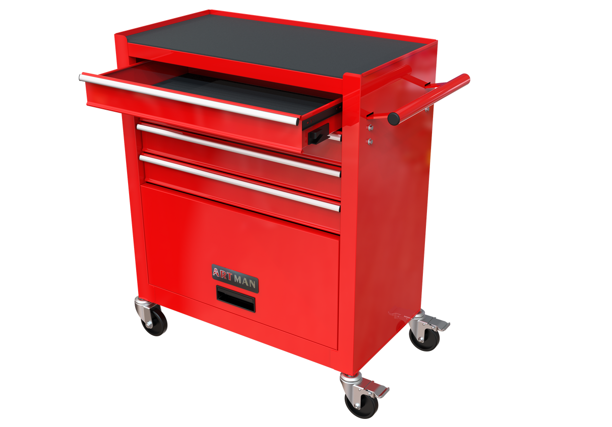 4 Drawers Tool Cabinet with Tool Sets Red