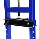 Steel H-Frame Hydraulic Shop Press with Stamping Plates to Bend Straighten or Press Parts Install Bearings and U-Joints 6 Ton Capacity Blue