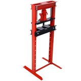 12-Ton Capacity Floor Mount with Press Plates H-Frame Garage Press Adjustable Working Table Height Red