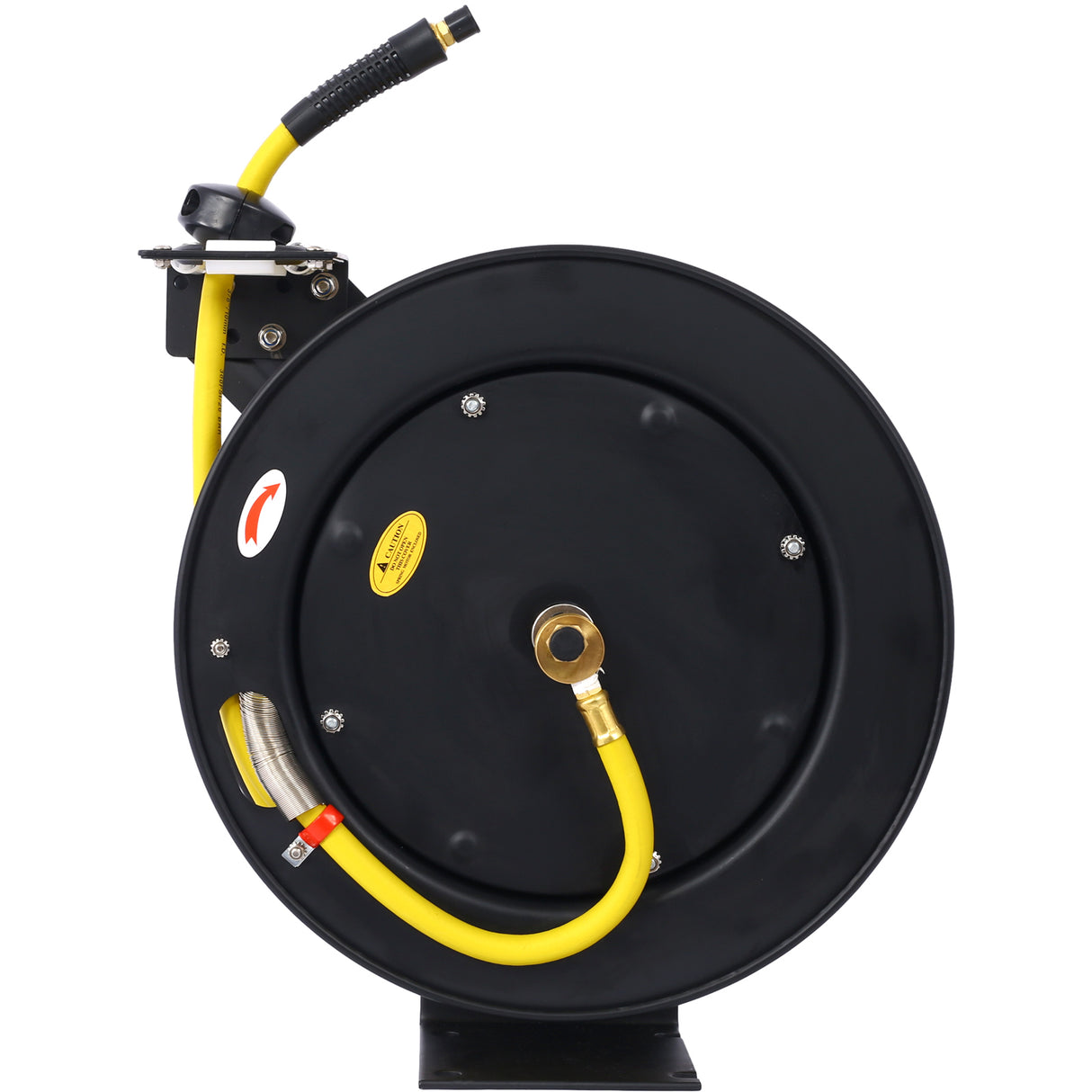 Air Hose Reel Retractable 3/8" Inch x 50' Foot SBR Rubber Max 300PSI Heavy Duty Industrial Steel Single Arm Construction