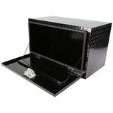 Caja de herramientas chapada en rayas de aluminio de 30 pulgadas, camioneta, camioneta, remolque, RV, organizador de almacenamiento cuadrado impermeable con cerradura y llaves, negro 30 pulgadas (30,1 "× 17,1" × 17,9 ")