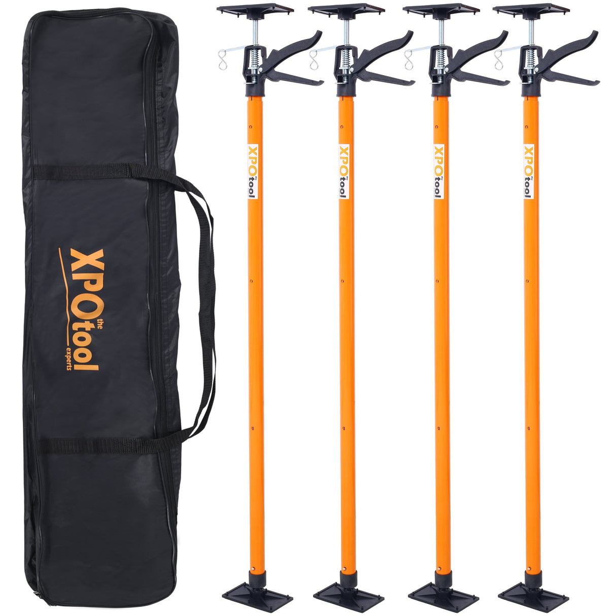 4 Pack Adjustable Support Pole Steel 3rd Hand System Rod para sa Jacks Cargo Bars Drywalls Cabinet Jacks para sa Pag-install ng Cabinets Extends mula 45 hanggang 114 Inch na may Carry Bag--Orange