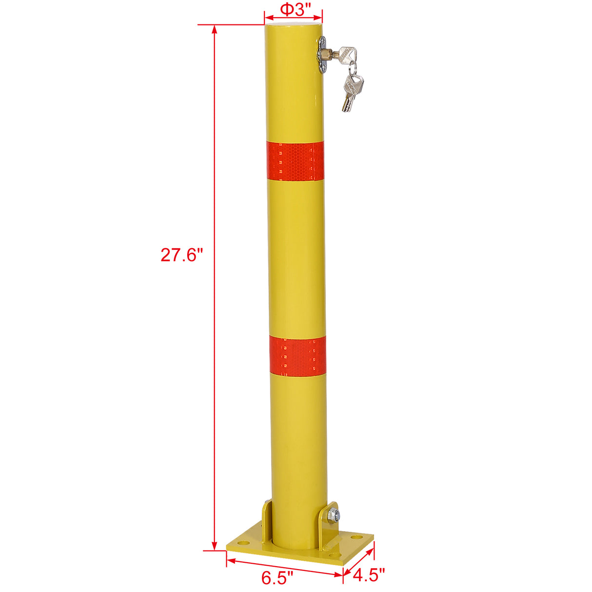 Parking Bollard Pole Barrier na may Lock Car Protection Posts Home Garage Street Decor Round--Dilaw