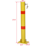 Parking Bollard Pole Barrier with Lock Car Protection Posts Home Garage Street Decor Round--Yellow