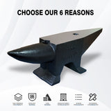 22Lbs Cast Steel Anvil High Hardness Rugged Horn Blacksmith Malaking Countertop at Stable Base na may Round at Square Hole Metalsmith Tool para sa Baluktot at Paghubog