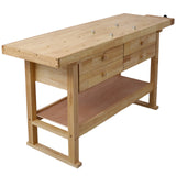 60in Wooden Workbench na may 4 na Drawers para sa Garage Workshop at Home--Natural