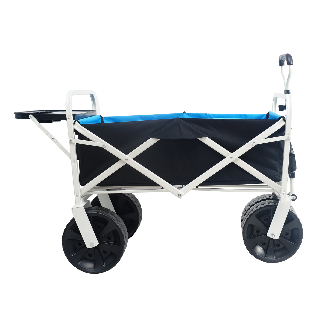 Chariot pliant de jardin, de courses, de plage, blanc, noir, bleu