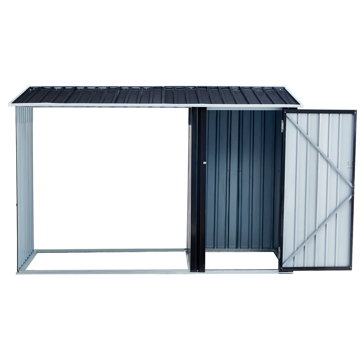 Abri de stockage de bois de chauffage, support d'extérieur avec porte-bûches, abri pour terrasse en acier galvanisé Anthracite