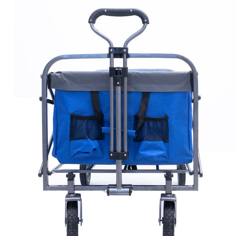 Carrito de playa micro plegable multiusos para jardín al aire libre, carrito plegable para acampar, color azul y gris