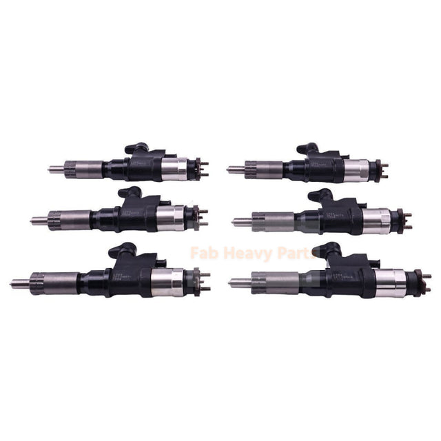 6 Pcs Fuel Injectors 095000-6384 Fits For Isuzu 7.8L 6HK1 Common Rail Injector 6384