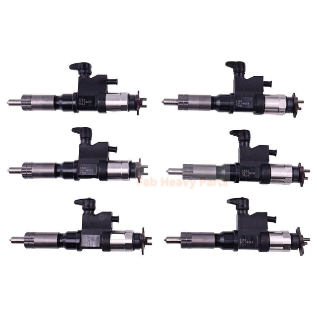 6 Pcs Fuel Injectors 095000-6384 Fits For Isuzu 7.8L 6HK1 Common Rail Injector 6384