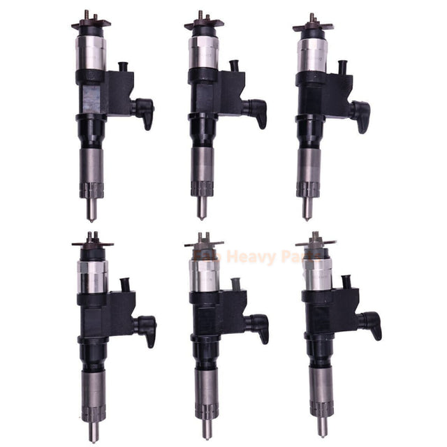 6 Pcs Fuel Injectors 095000-6384 Fits For Isuzu 7.8L 6HK1 Common Rail Injector 6384