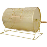 Raffle Drum Holds 10000 Tickets or 300 Ping Pong Balls Metal Lottery Spinning Drawing with Wooden Turning Handle 14.8 x Ø21.26 inch Brass Plated Raffle Spinning Cage for Bingo Ballot