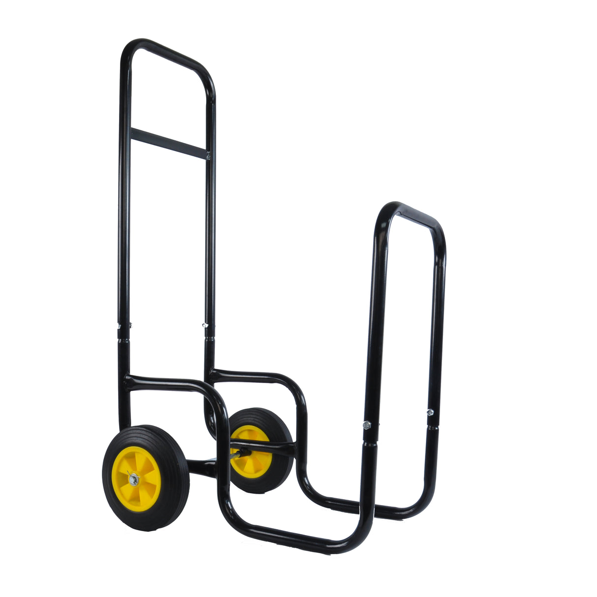 Brandhout Log Cart Carrier Outdoor Indoor Zwart Staal Houten Rek Opslag Mover Rolling Wheels Metal Dolly Hauler Verplaatsingsapparatuur