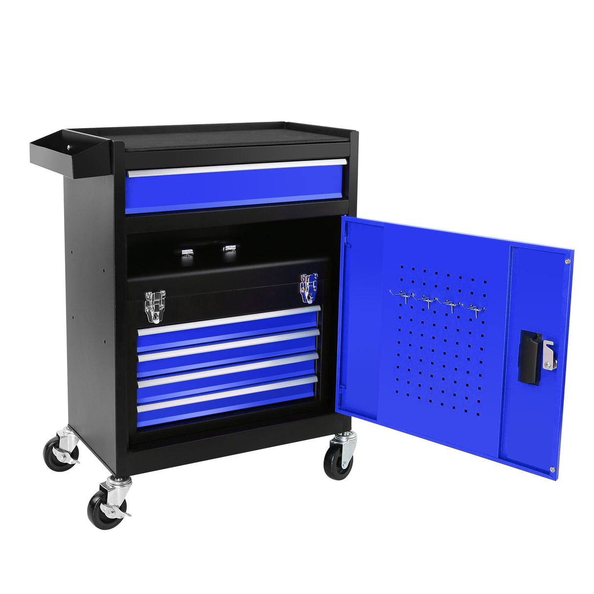 5-Drawer Rolling Tool Chest High Capacity Storage Cabinet W/Lockable Wheels Anti-Slip Liner Detachable Box Organizer