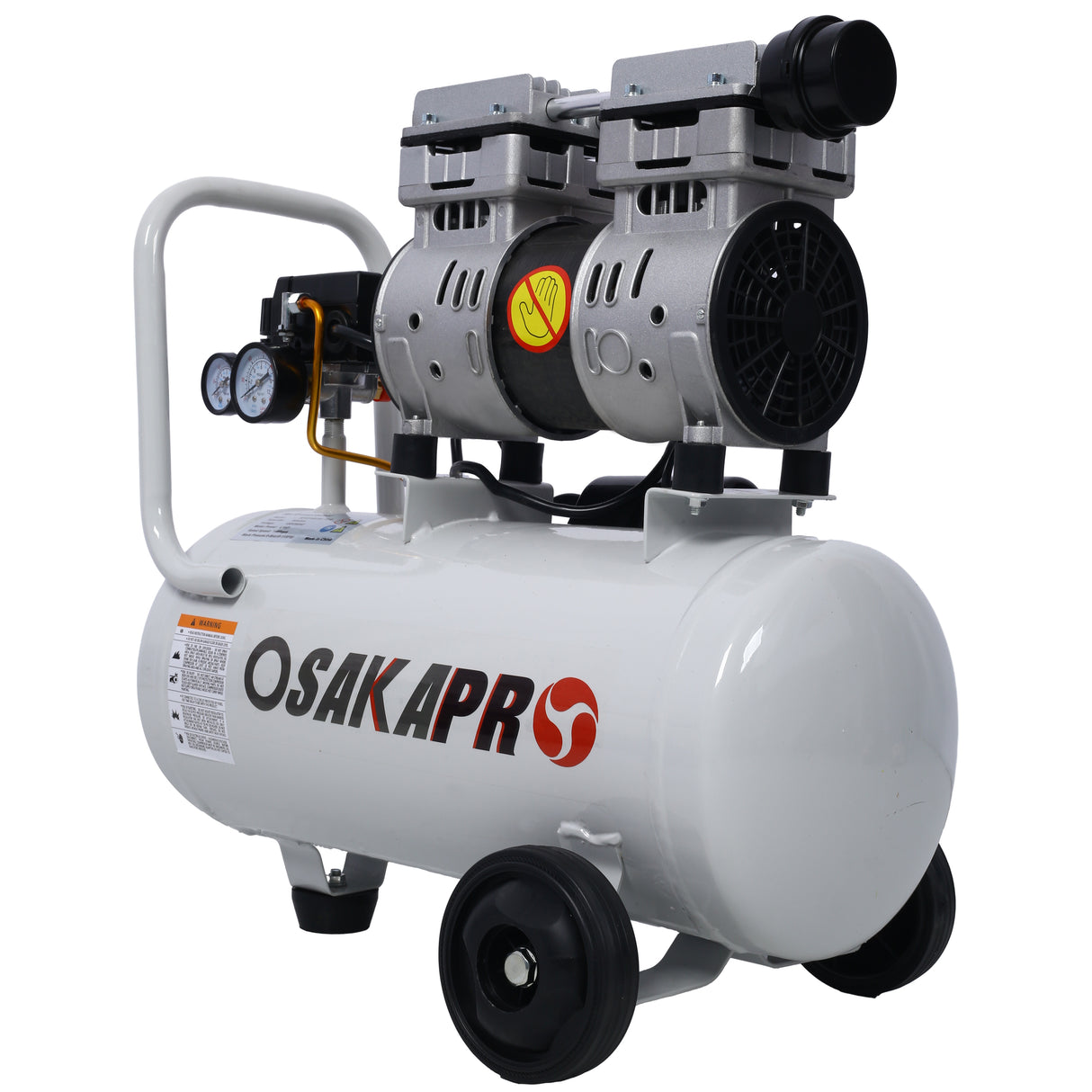 1.5HP Silent Oil-Free Air Compressor 8 Gallon Electric Shop Portable Lightweight with Wheels 70 DBA Noise Level with Automatic Drain Valve Light Gray