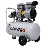 1.5HP Silent Oil-Free Air Compressor 8 Gallon Electric Shop Portable Lightweight with Wheels 70 DBA Noise Level na may Automatic Drain Valve Light Gray