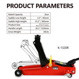 2 Ton Low Profile Heavy Duty Steel Racing Floor Jack with Single Piston Quick Lift Pump Lifting Range 3.3"-15.2"