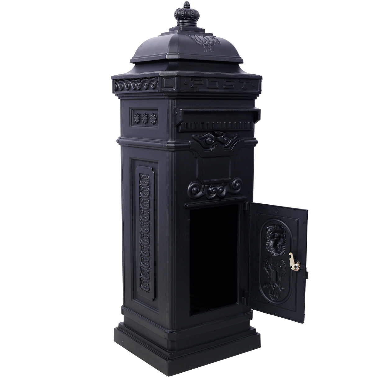 Mailbox Residential The Court Large-Capacity Letter Box Garden Floor Safety Outdoor Rainproof Postbox Statue--Black