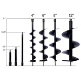 Auger boor voor plantgat lamp beddengoed graafpaal gereedschap voor 3/4" as auger graver vervangingsbits aarde bit 4IN + 6IN + 8IN + 12IN + ROD KIT