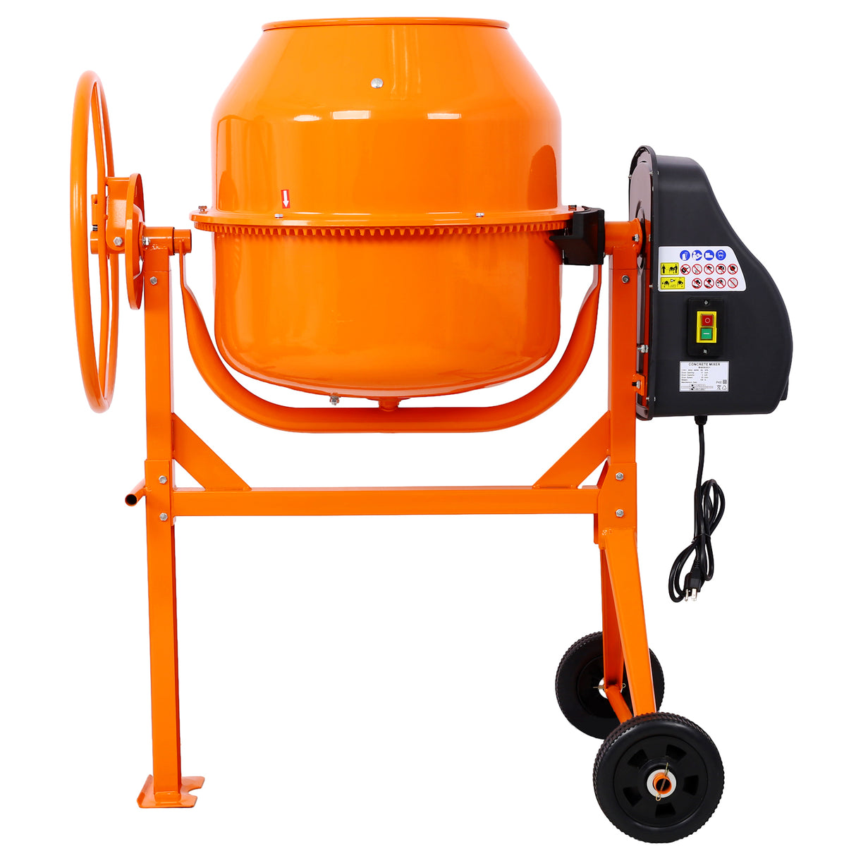 Cement Mixer 5 Cu. Ft Electric Concrete Machine 650W AC Motor Portable Power for Mortar Stucco and Fodder