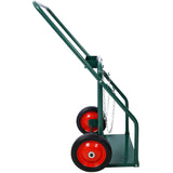 440lbs Capacity Cylinder Cart Welding Hand Truck Large Dual Oxygen Tank Dolly With 10-Inch Solid Rubber Wheels--Green