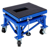 300 lbs Hydraulic Motorcycle Scissor Jack Lift Foot Step Wheels for Small Dirt Bikes Blue