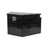 Caja de lengüeta de remolque de aluminio con placa de diamante de alta resistencia de 33 pulgadas, organizador de almacenamiento de herramientas para camioneta con cierre de sello resistente a la intemperie y llaves, negro 32,5 x 20,5 x 18,3 pulgadas