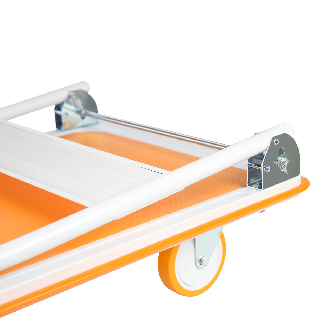 Carro de empuje plegable Dolly, plataforma móvil de alta resistencia con capacidad de 660 libras, carretilla de mano blanca y naranja