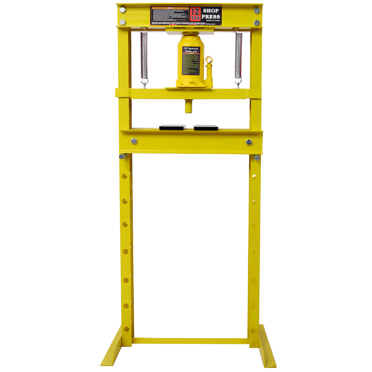 Hydraulic Shop Press 12-Ton Capacity Floor Mount na may Press Plate H-Frame Garage Floor Press Adjustable Working Table Taas-Dilaw