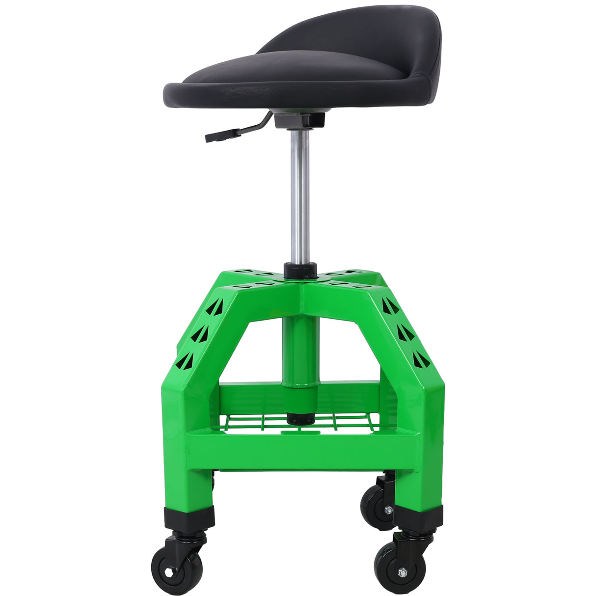 Taburete giratorio neumático de 360 ​​grados, asiento de enredadera rodante mecánico, taller rodante resistente con ruedas, capacidad de 300 libras, color verde