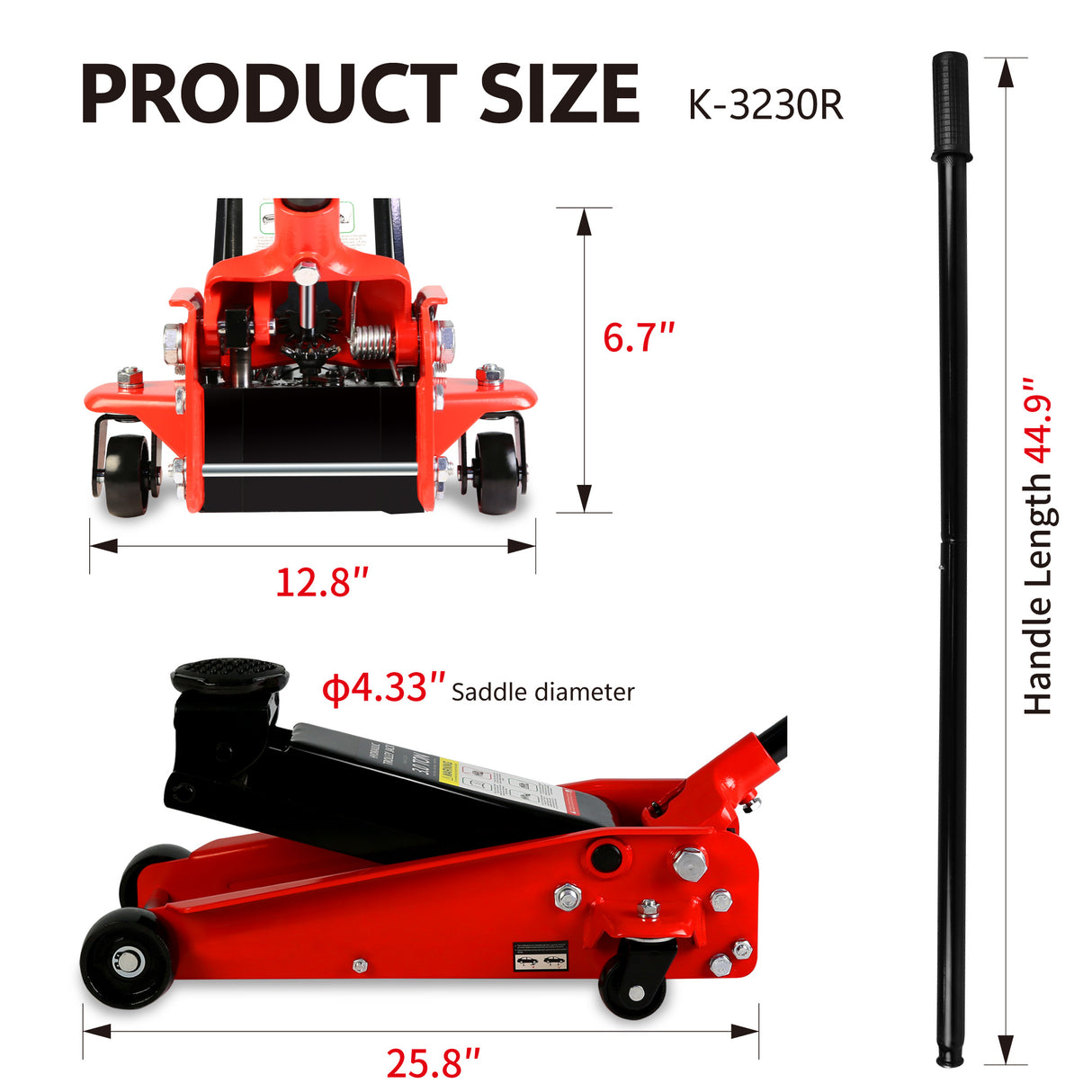 Hydraulic Trolley Low Profile and Steel Racing Floor Jack with Piston Quick Lift Pump 3Ton (6,000 lb) Capacity Lifting range 5.1"-20"