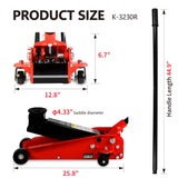 Hydraulic Trolley Low Profile at Steel Racing Floor Jack na may Piston Quick Lift Pump 3Ton (6,000 lb) Capacity Lifting range 5.1"-20"