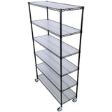 6 Tier 6000lbs Capacity NSF Metal Shelf Wire Shelving Unit Heavy Duty Adjustable Storage Rack na may Mga Gulong at Shelf Liner para sa Commercial Grade Utility Steel Storage Rack Black 84"H x 48"L x 20"D