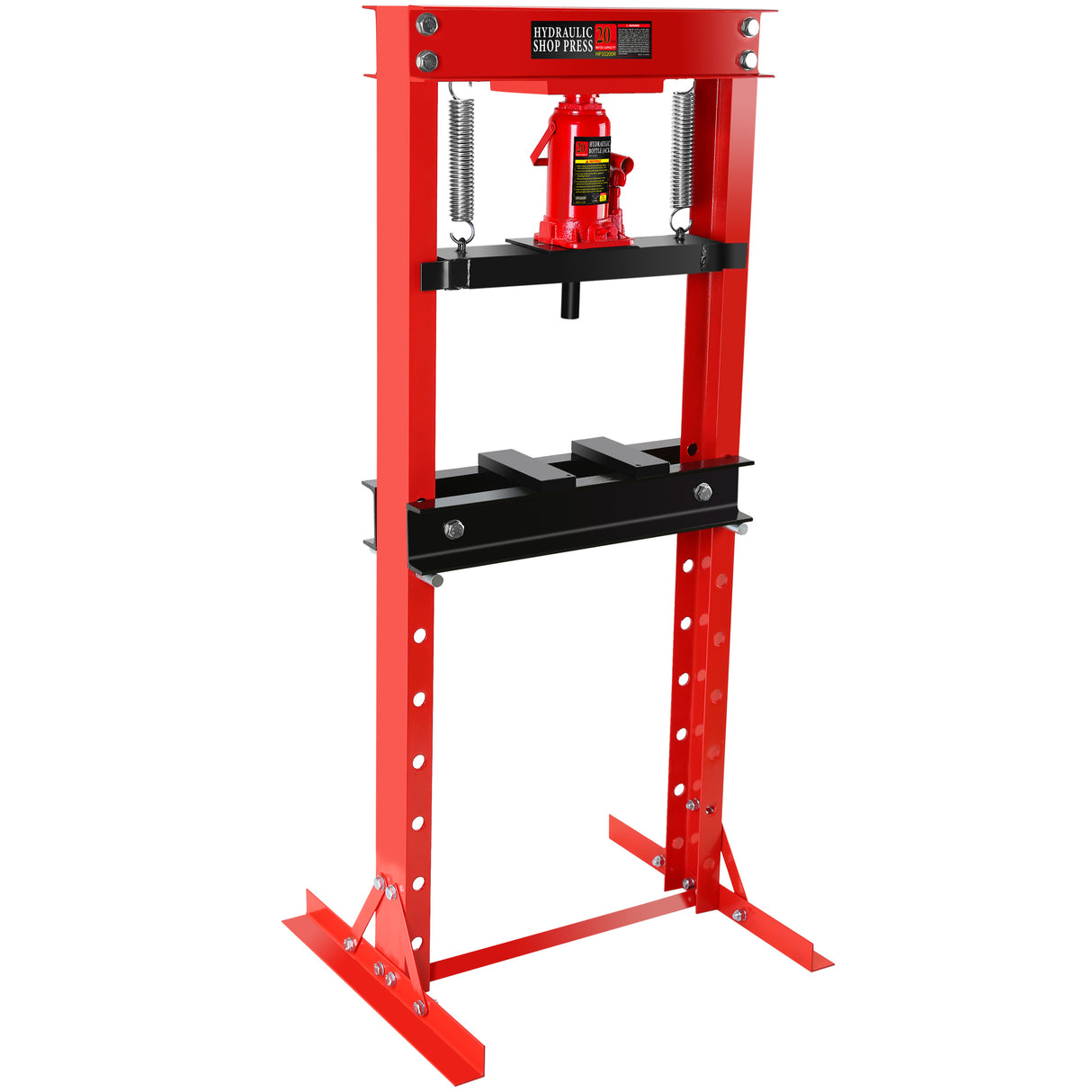 20 Ton Hydraulic Shop Floor Press Steel H-Frame Adjustable Working Table Stand Jack para sa Mga Gear at Bearing na Pula