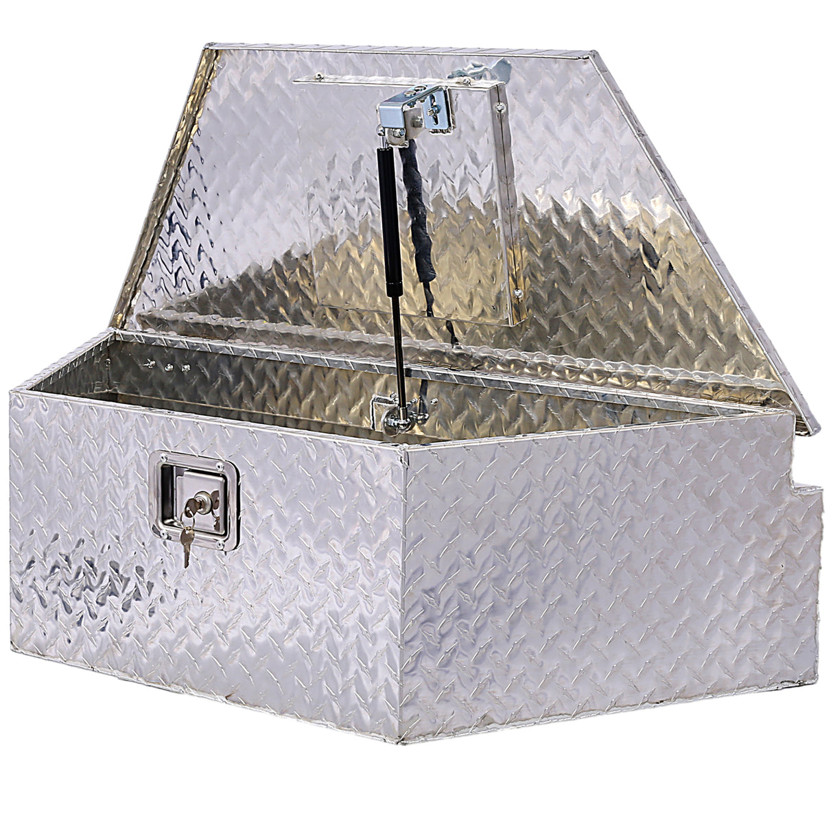 Caja de herramientas de aluminio de 39 pulgadas, caja de camión resistente, almacenamiento para camioneta y remolque al aire libre, organizador para RV debajo de la carrocería con llaves de bloqueo, plateado, 39x16,5x11,8 pulgadas