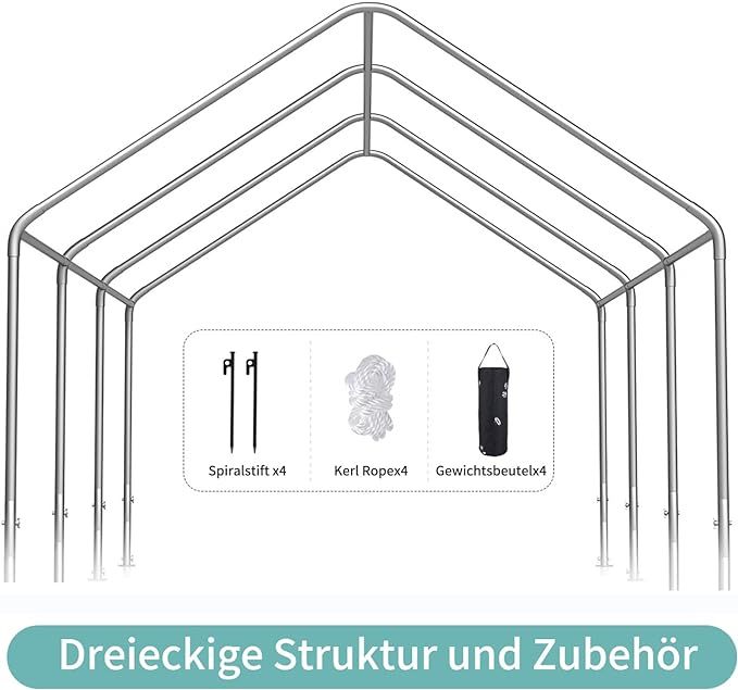 12*20 Heavy Duty Carport-Überdachung, extra große tragbare Auto-Zelt-Garage mit verstellbarer Spitzenhöhe von 9,5 Fuß bis 11 Fuß, Metalldach und Seitenwände für Auto, SUV, Boote und LKW, Partyzelt, Unterstand, logische Lagerung – Grau