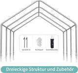 12*20 Heavy Duty Carport-Überdachung, extra große tragbare Auto-Zelt-Garage mit verstellbarer Spitzenhöhe von 9,5 Fuß bis 11 Fuß, Metalldach und Seitenwände für Auto, SUV, Boote und LKW, Partyzelt, Unterstand, logische Lagerung – Grau