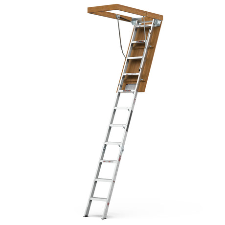 Aluminum Attic Ladder 350 Lbs Capacity 22 1/2" x 54" Opening 7-10ft Ceiling--Metallic Grey