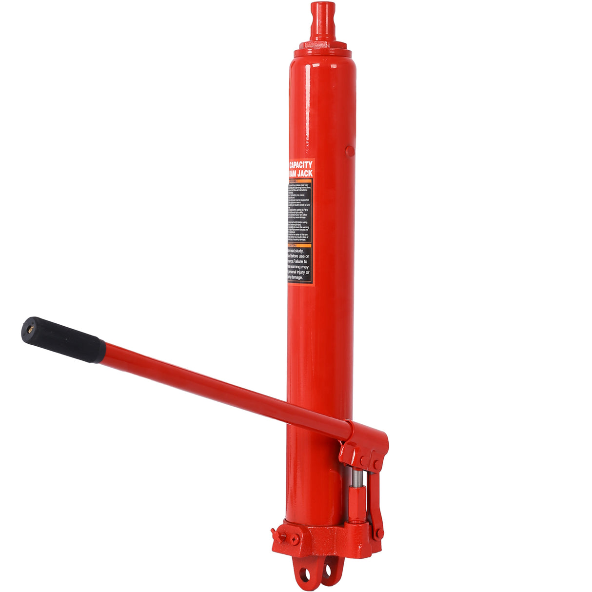 8 Ton Hydraulic Long Ram Jack with Single Piston Pump and Clevis Base--Red