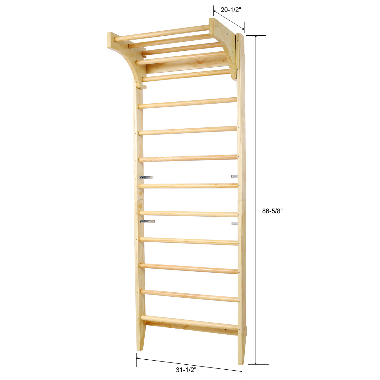 Wooden Swedish Ladder Stall Bars Set for Physical Therapy & Gymnastics with Adjustable Pull-up Bar 286 lbs Capacity